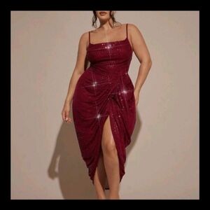 SHEIN Burgundy Sequin Dress
